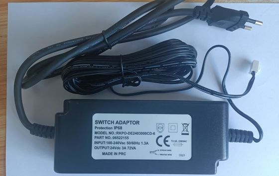 o transformador conduzido impermeável de 24Vdc 3a 72Watt IP68 para o torneira eletrônico, C.A. 100-240Vac, com UL do CE marcou