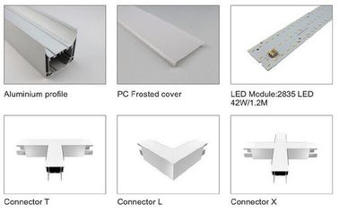 Perfil de alumínio montado Recessed do diodo emissor de luz, canal conduzido da extrusão, comprimento personalizado