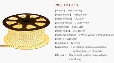 A luz conduzida única cor da fita descasca Dimmable, 12 volts luzes de tira pegajosas conduzidas 5 medidores