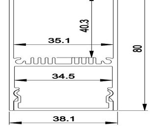 o alumínio do pendente de 38mm*80mm conduziu o canal com tampa geada PC, extrusão do alu ALP3880